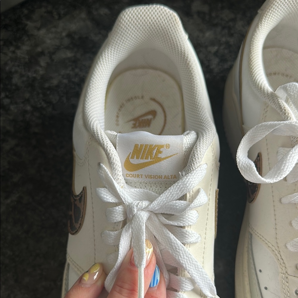 Nike White Sneakers with Leopard Swoosh (size 10.5) - Picture 3 of 6